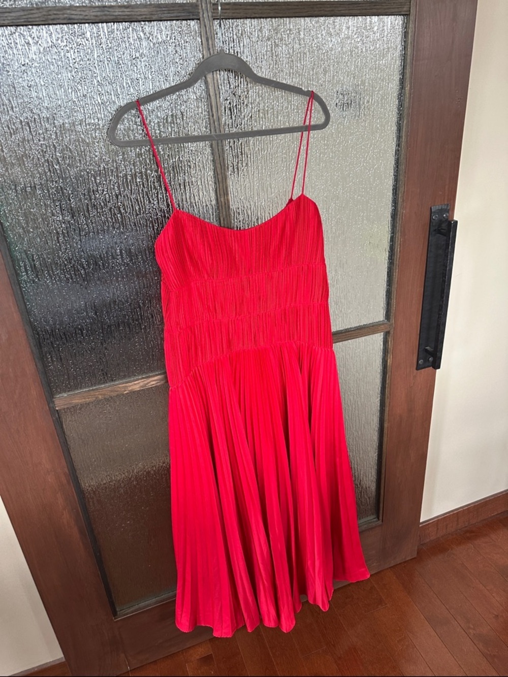 Amur RED CALLA LILY CHERRY DROP WAIST Pleated Spaghetti-Strap dress size 14. - Picture 11 of 13